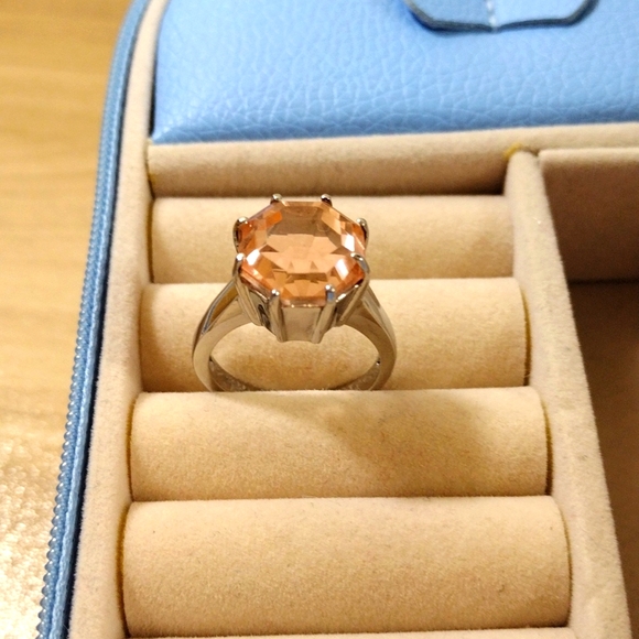 Morganique quartz solitaire ring in stainless steel size 8 - Picture 1 of 6